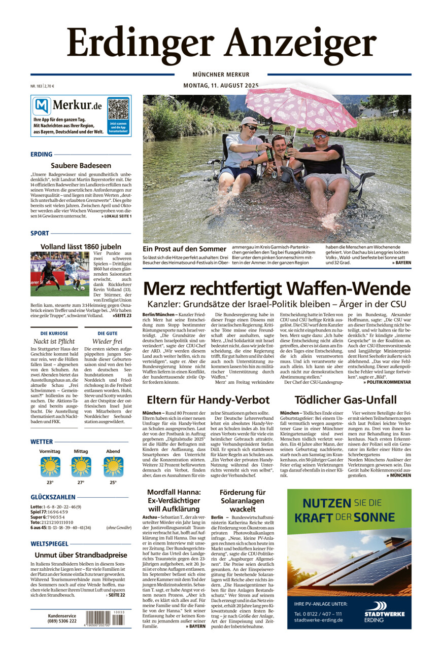 Erdinger Anzeiger vom Montag, 11.08.2025