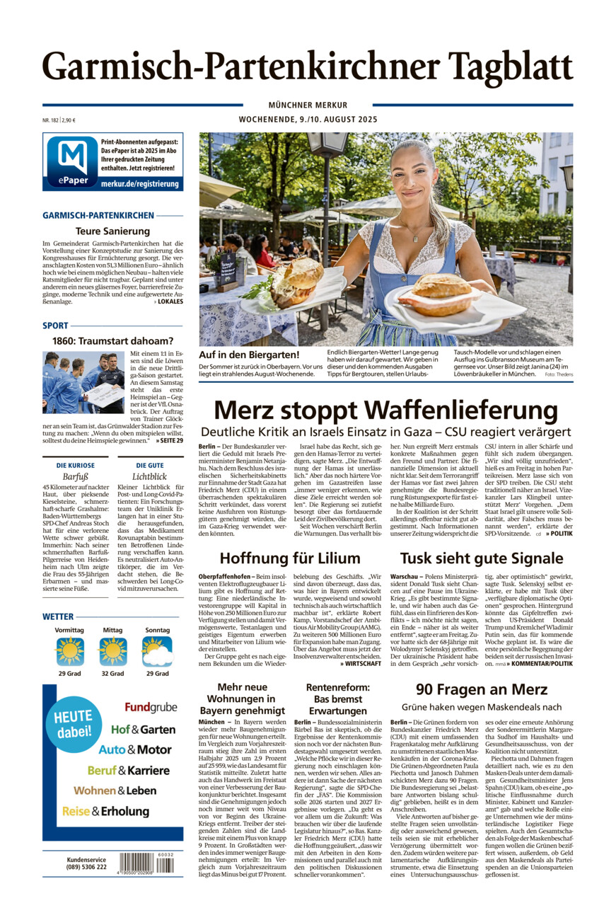 Garmisch-Partenkirchner Tagblatt vom Samstag, 09.08.2025