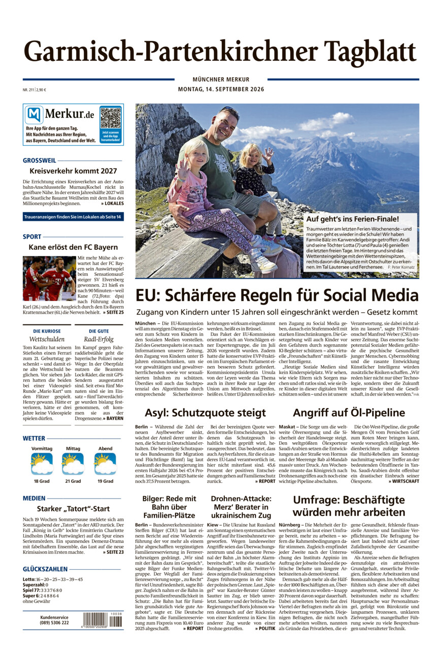 Garmisch-Partenkirchner Tagblatt vom Montag, 14.09.2026