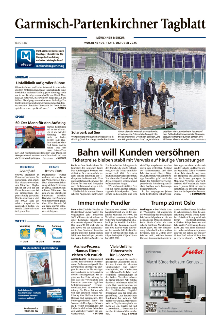 Garmisch-Partenkirchner Tagblatt vom Samstag, 11.10.2025