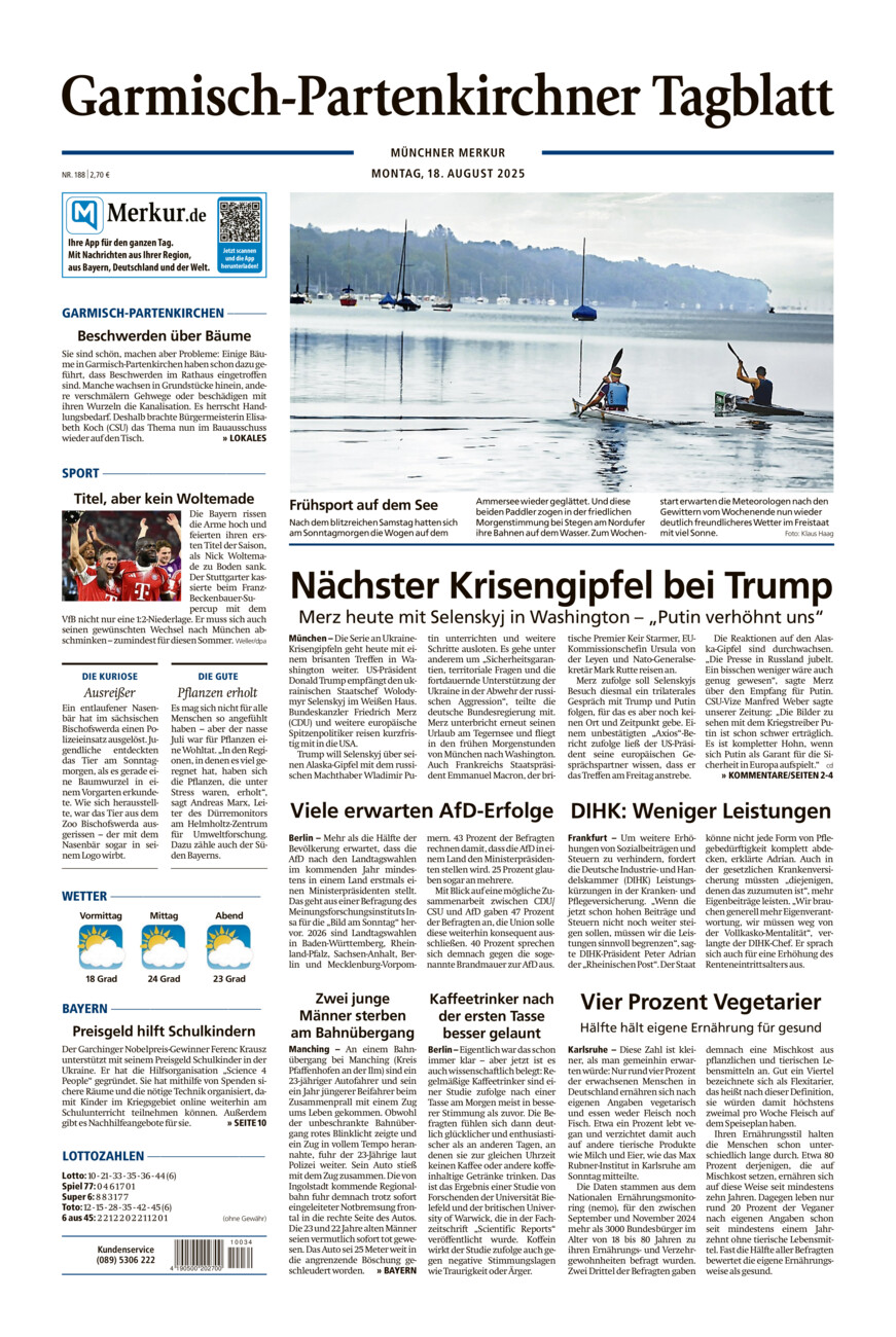 Garmisch-Partenkirchner Tagblatt vom Montag, 18.08.2025