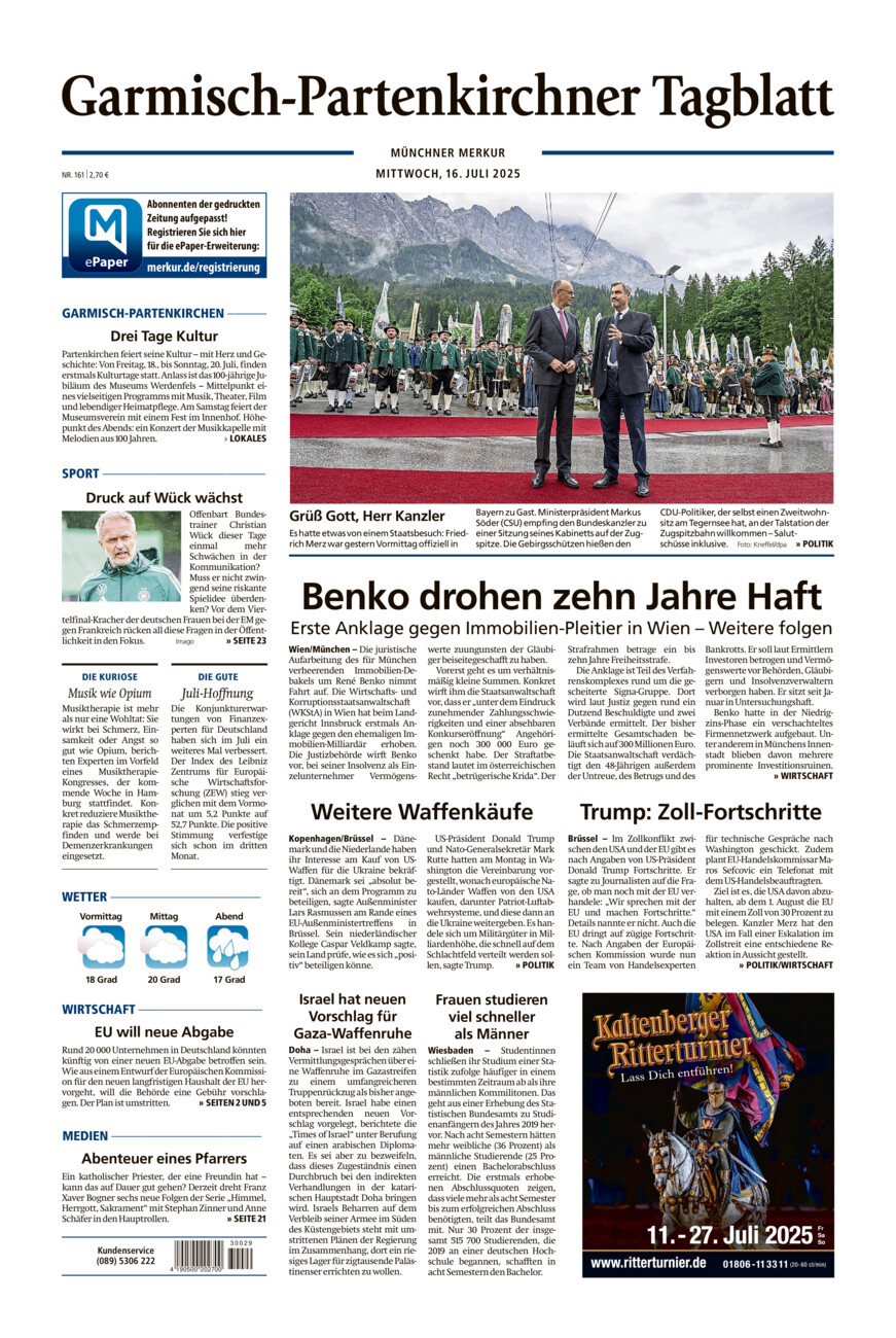 Garmisch-Partenkirchner Tagblatt vom Mittwoch, 16.07.2025