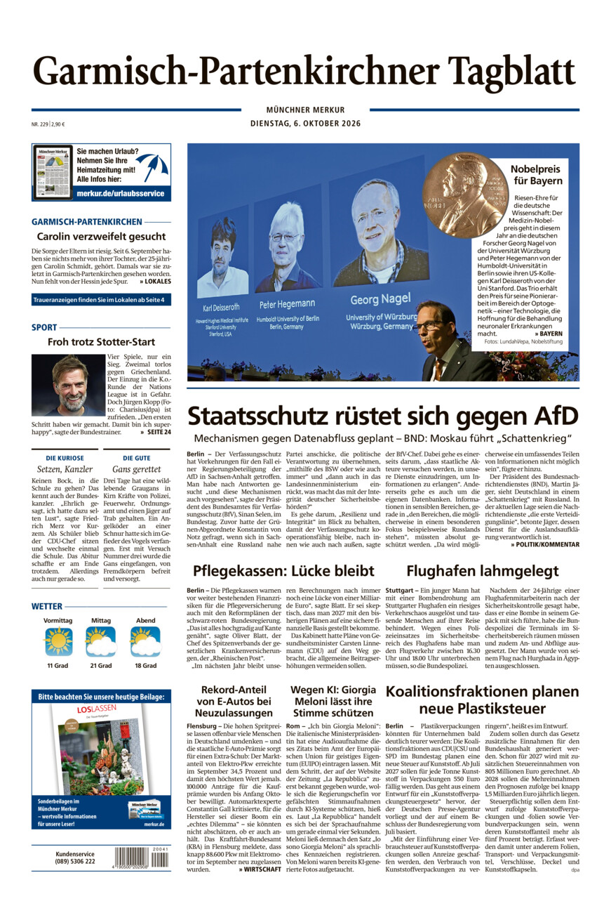 Garmisch-Partenkirchner Tagblatt vom Dienstag, 06.10.2026