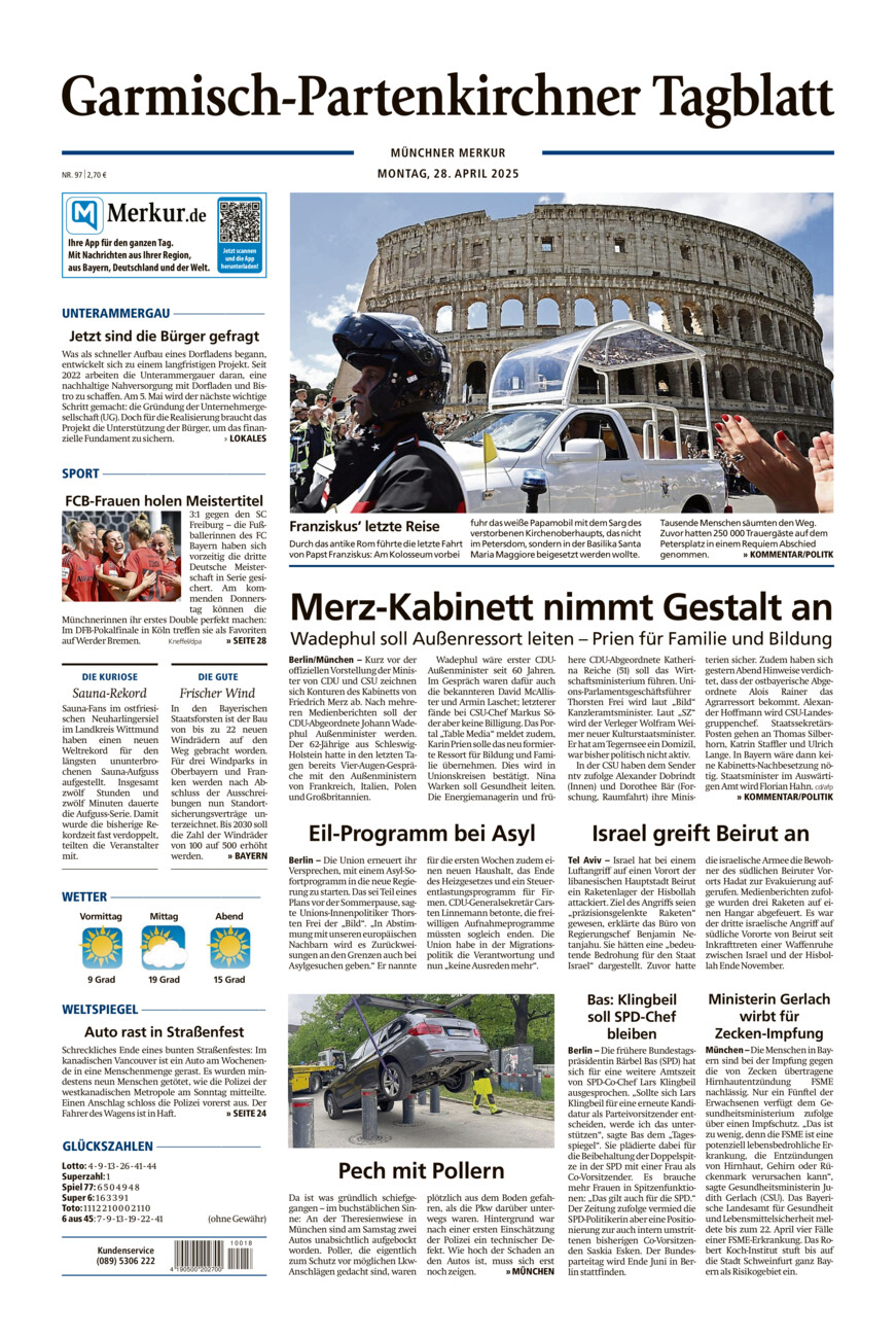 Garmisch-Partenkirchner Tagblatt vom Montag, 28.04.2025