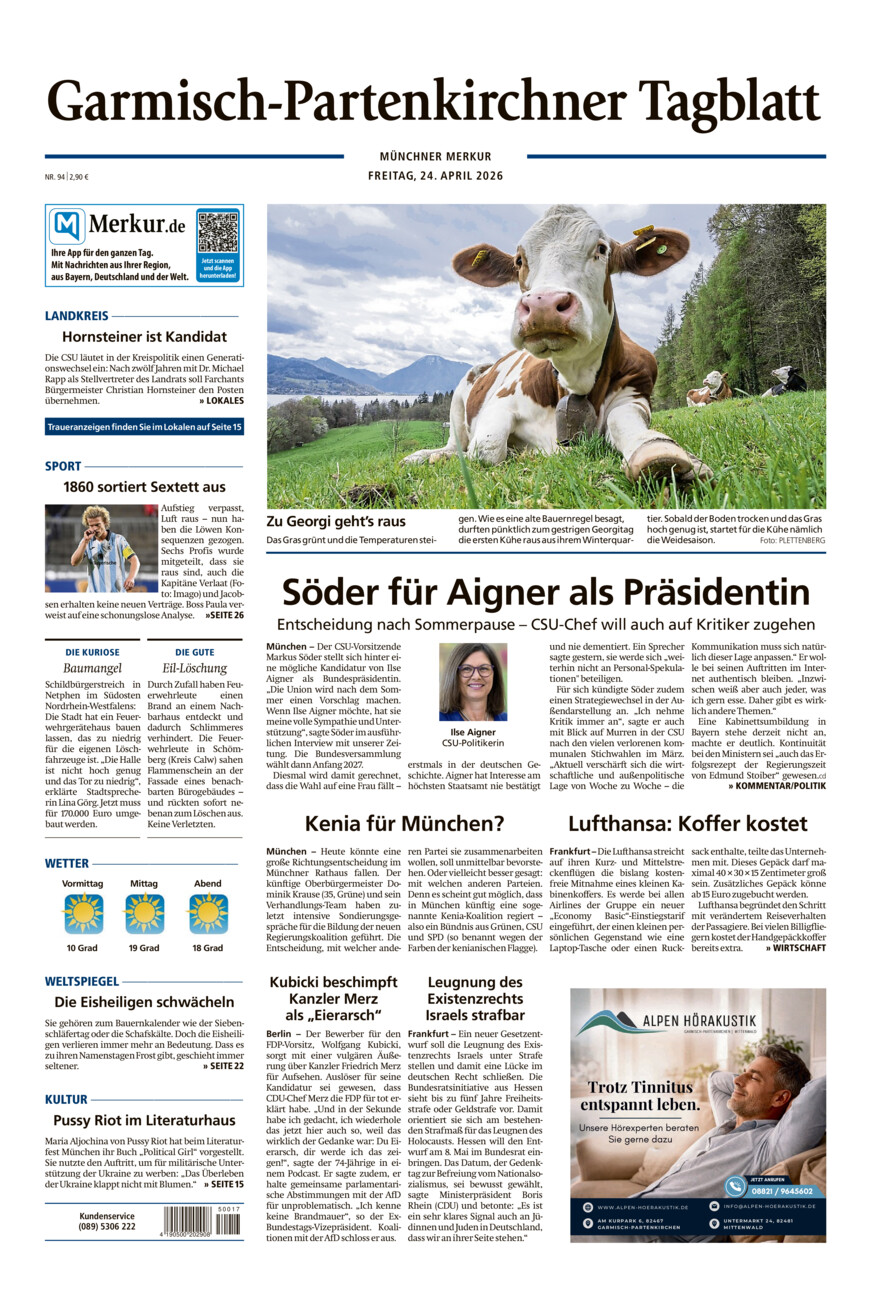 Garmisch-Partenkirchner Tagblatt vom Freitag, 24.04.2026