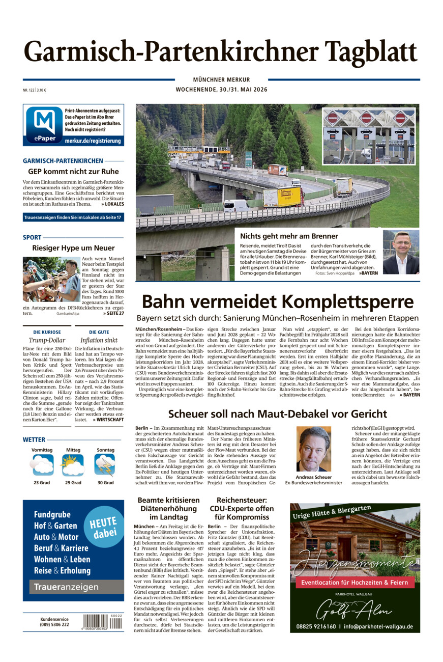 Garmisch-Partenkirchner Tagblatt vom Samstag, 30.05.2026