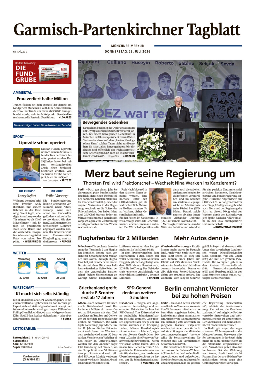 Garmisch-Partenkirchner Tagblatt vom Donnerstag, 23.07.2026