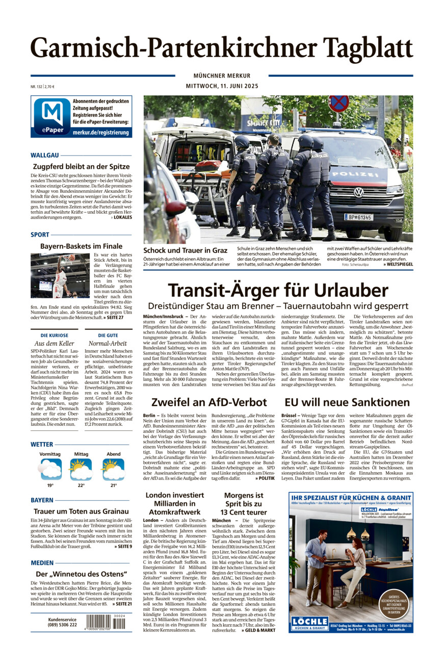 Garmisch-Partenkirchner Tagblatt vom Mittwoch, 11.06.2025