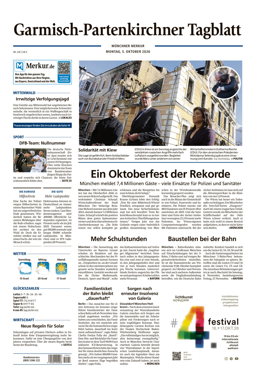 Garmisch-Partenkirchner Tagblatt vom Montag, 05.10.2026