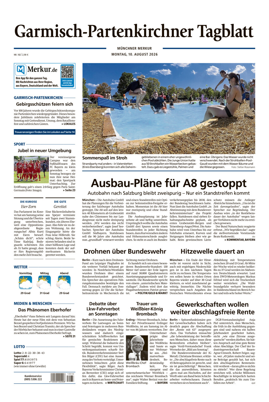 Garmisch-Partenkirchner Tagblatt vom Montag, 10.08.2026