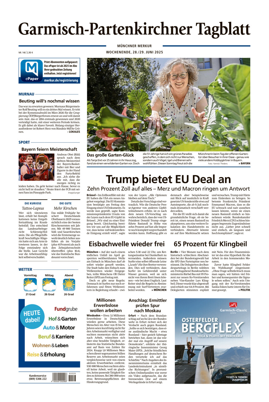Garmisch-Partenkirchner Tagblatt vom Samstag, 28.06.2025