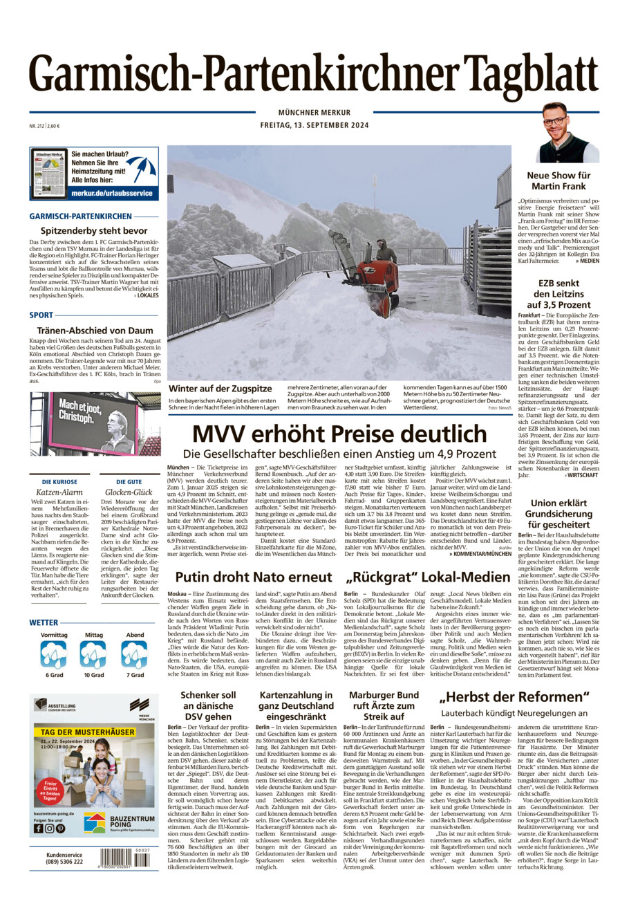 Garmisch-Partenkirchner Tagblatt vom Freitag, 13.09.2024