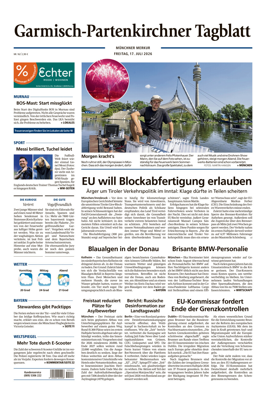 Garmisch-Partenkirchner Tagblatt vom Freitag, 17.07.2026