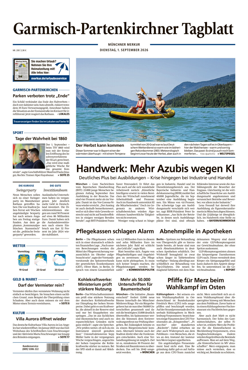 Garmisch-Partenkirchner Tagblatt vom Dienstag, 01.09.2026
