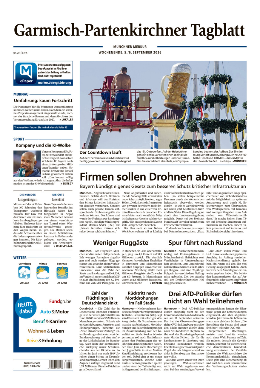 Garmisch-Partenkirchner Tagblatt vom Samstag, 05.09.2026