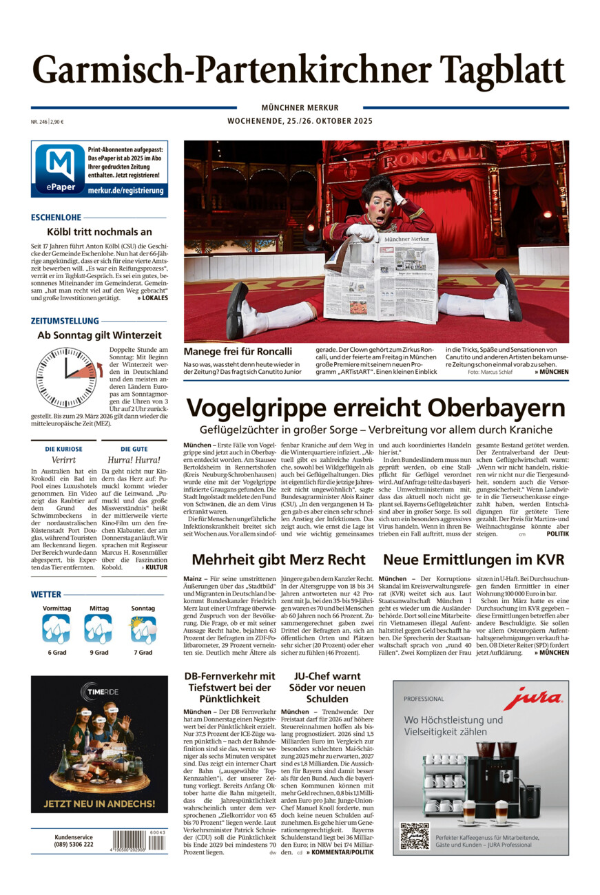 Garmisch-Partenkirchner Tagblatt vom Samstag, 25.10.2025