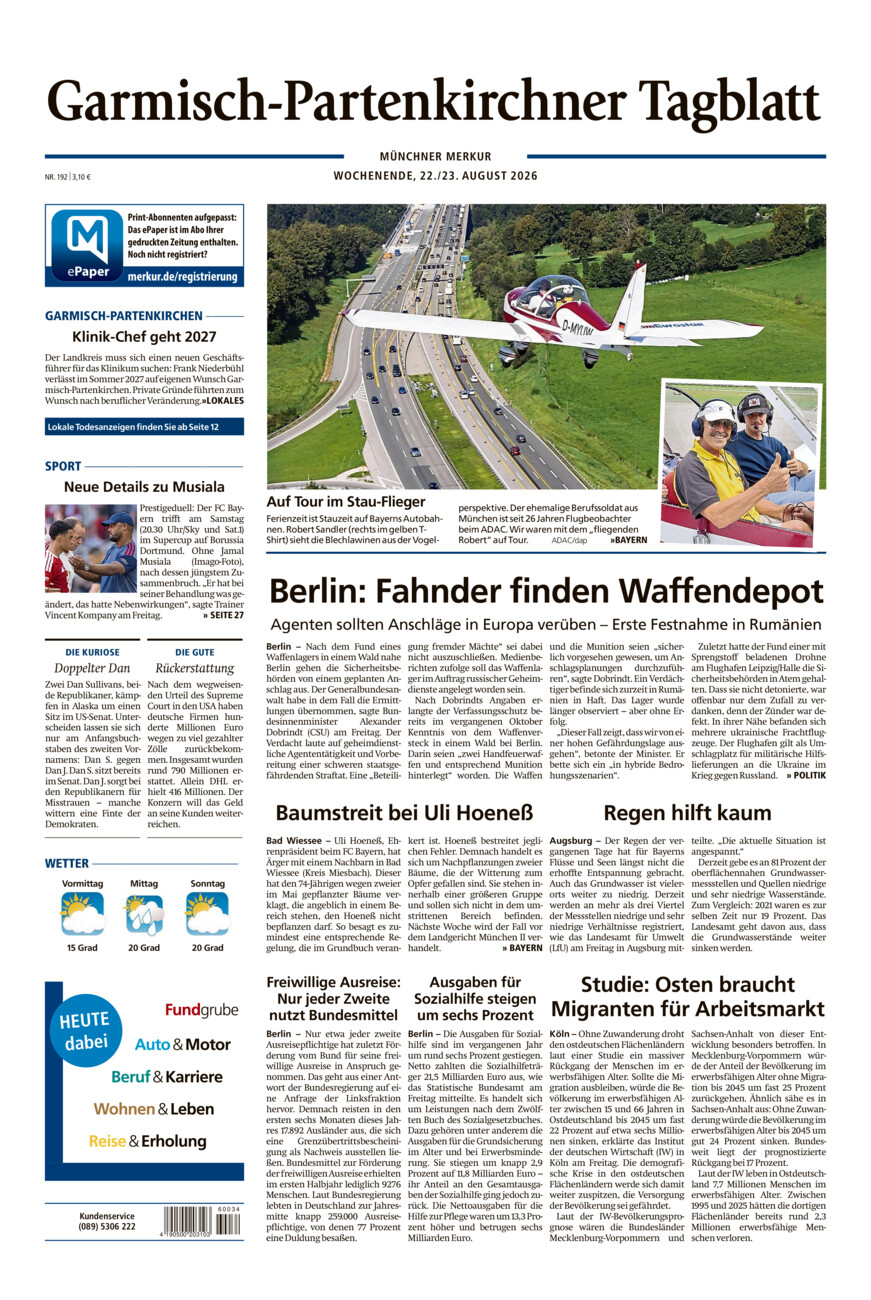 Garmisch-Partenkirchner Tagblatt vom Samstag, 22.08.2026