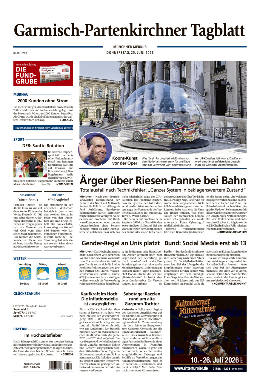 Garmisch-Partenkirchner Tagblatt vom Donnerstag, 25.06.2026