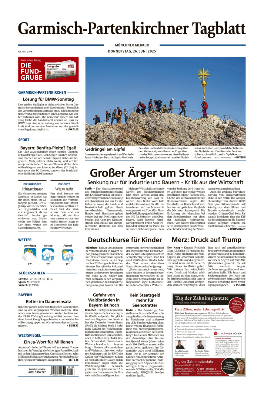 Garmisch-Partenkirchner Tagblatt vom Donnerstag, 26.06.2025