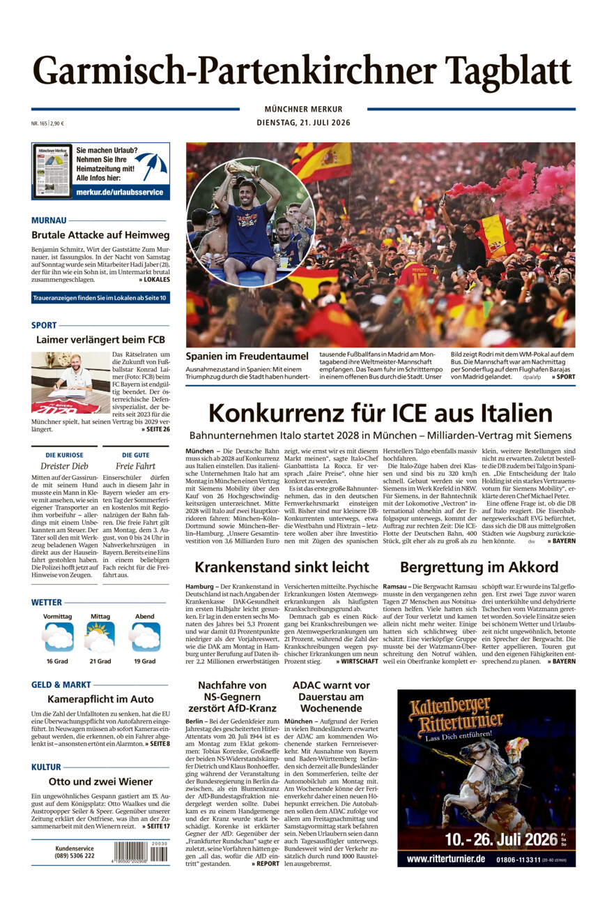 Garmisch-Partenkirchner Tagblatt vom Dienstag, 21.07.2026