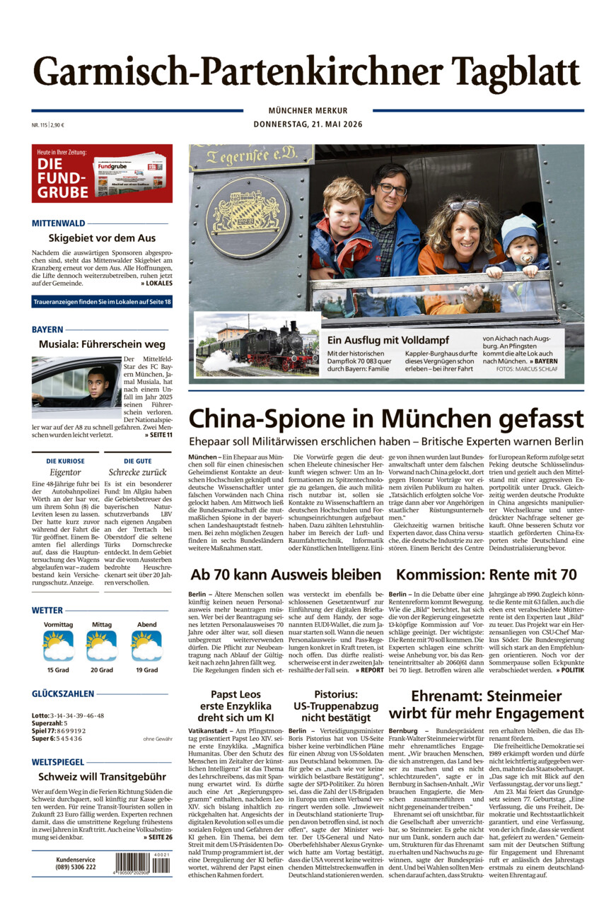 Garmisch-Partenkirchner Tagblatt vom Donnerstag, 21.05.2026
