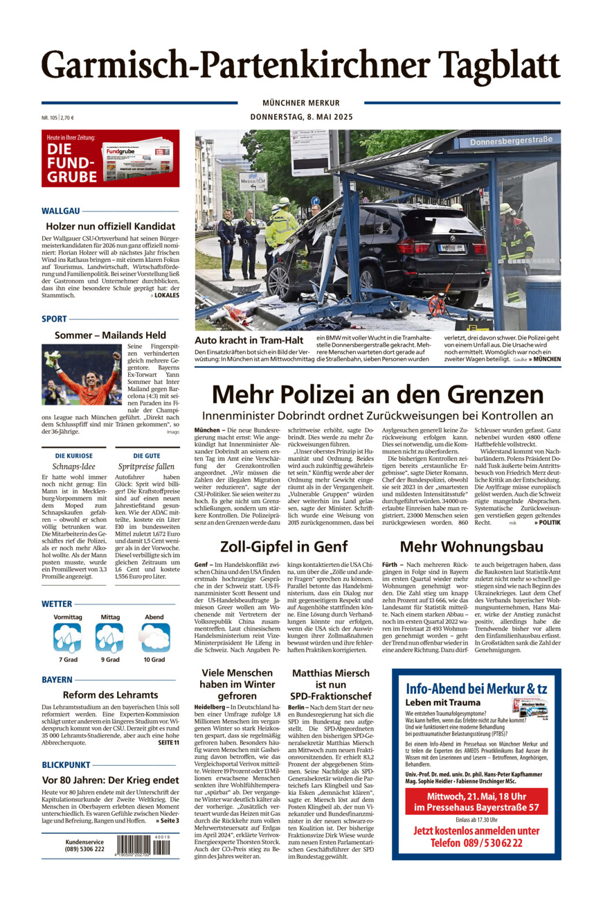 Garmisch-Partenkirchner Tagblatt vom Donnerstag, 08.05.2025