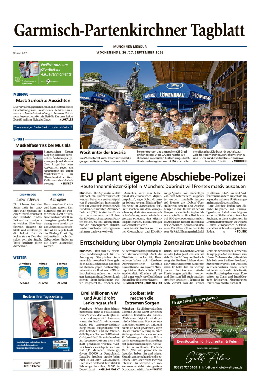 Garmisch-Partenkirchner Tagblatt vom Samstag, 26.09.2026