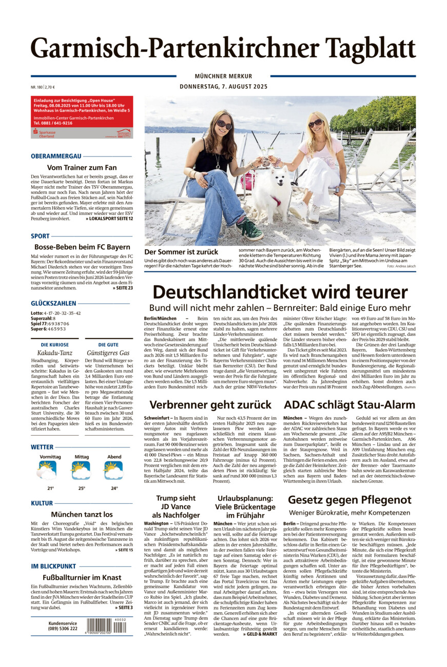 Garmisch-Partenkirchner Tagblatt vom Donnerstag, 07.08.2025