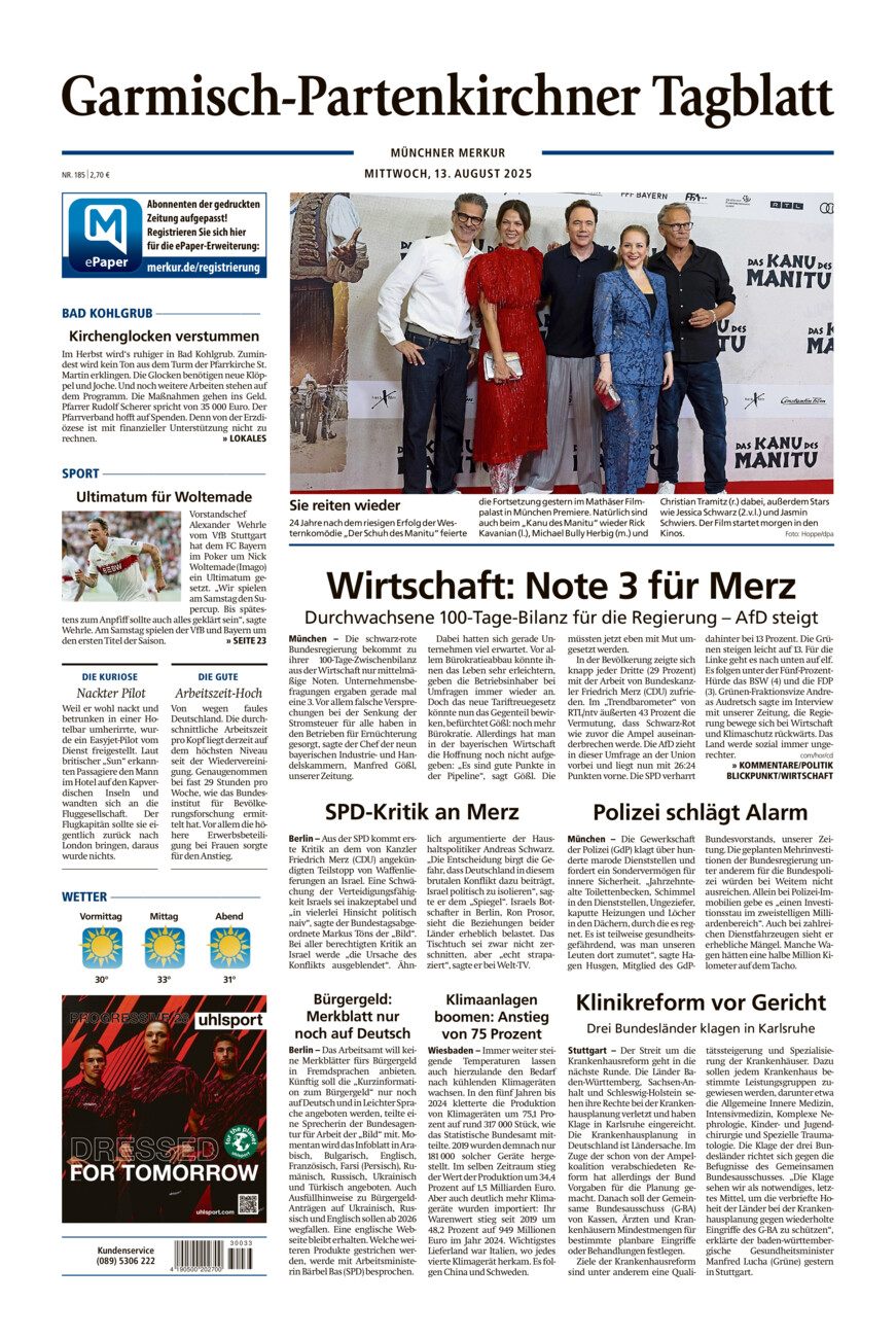 Garmisch-Partenkirchner Tagblatt vom Mittwoch, 13.08.2025