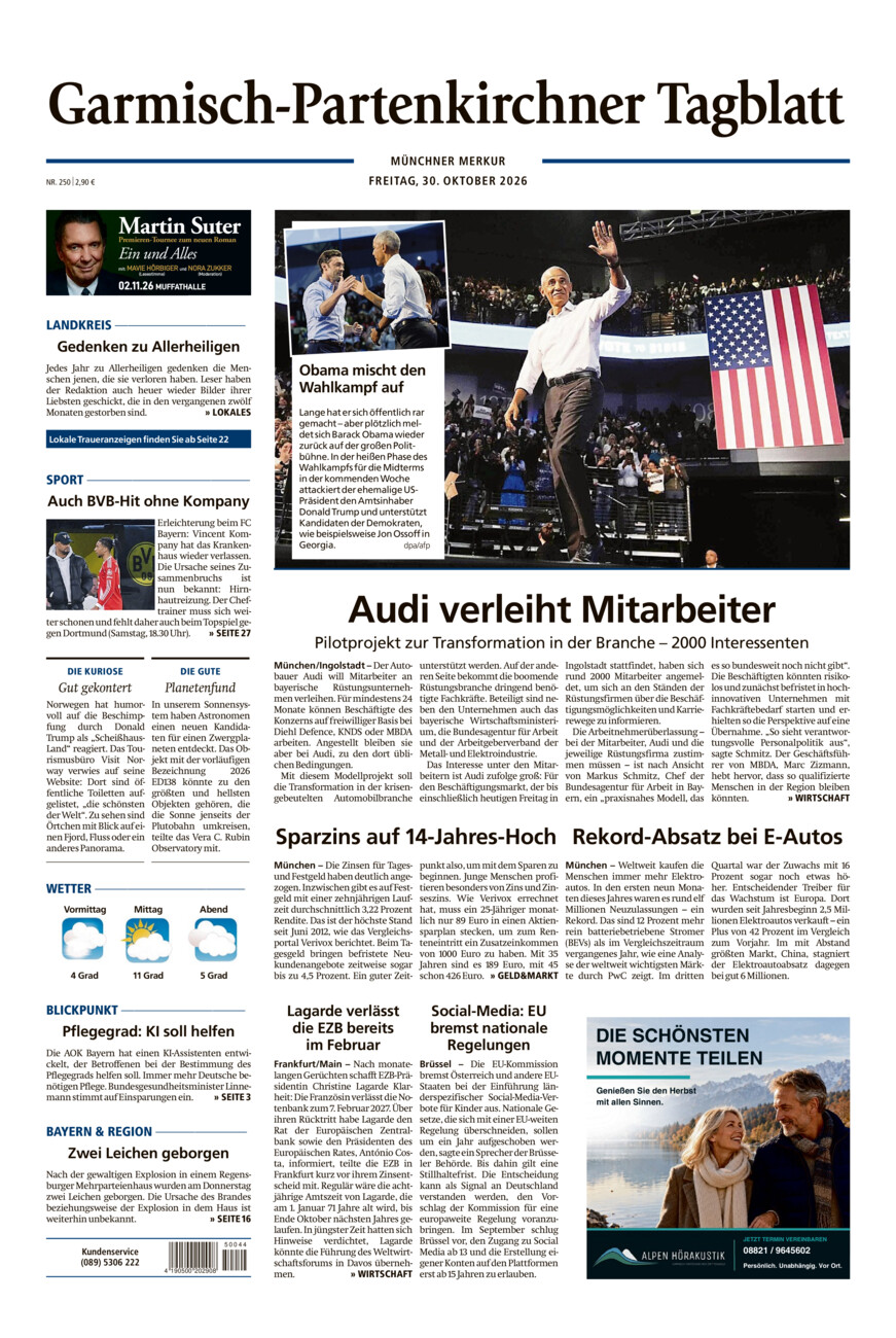 Garmisch-Partenkirchner Tagblatt vom Freitag, 30.10.2026