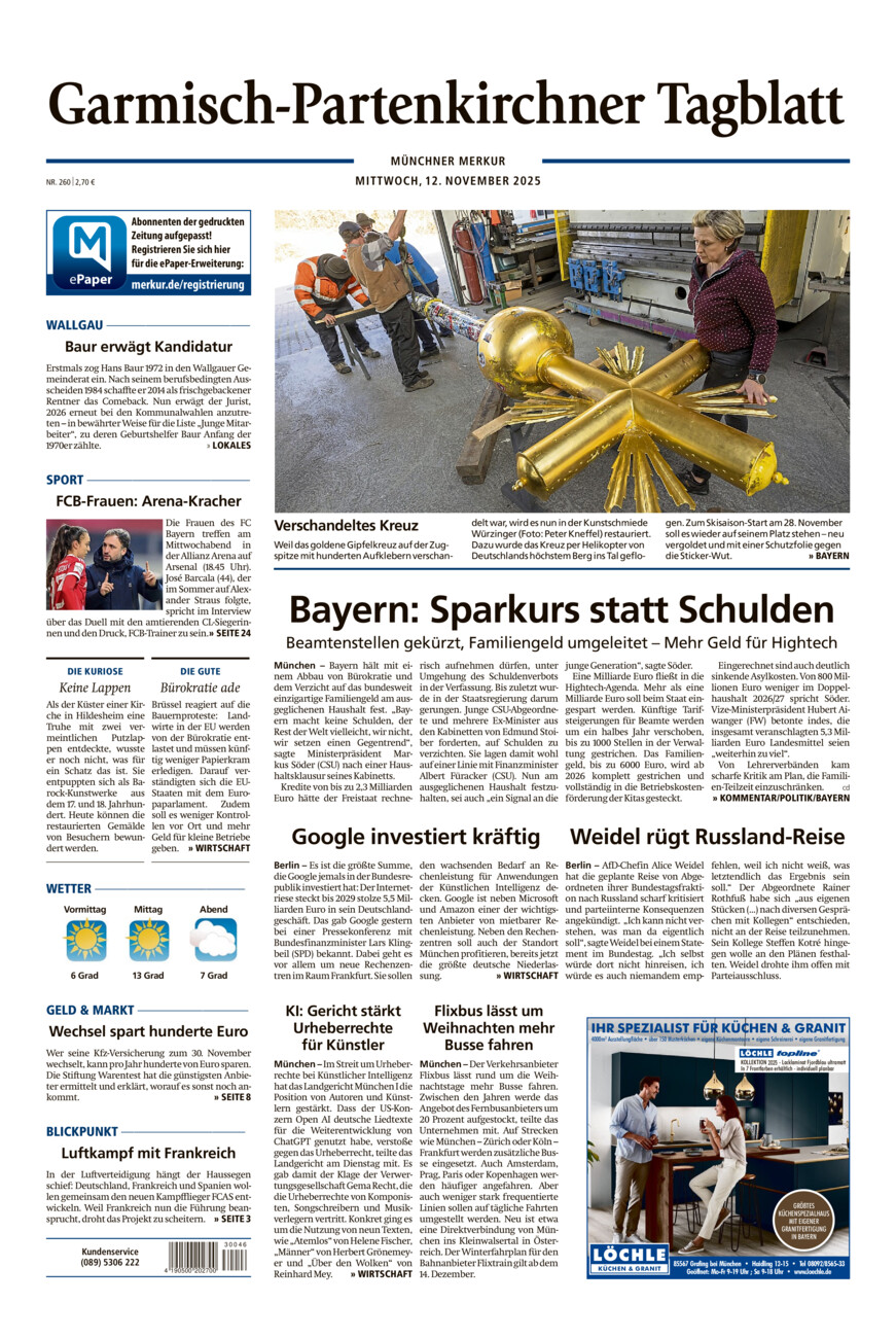 Garmisch-Partenkirchner Tagblatt vom Mittwoch, 12.11.2025