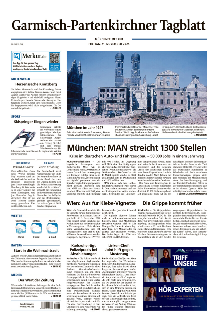 Garmisch-Partenkirchner Tagblatt vom Freitag, 21.11.2025