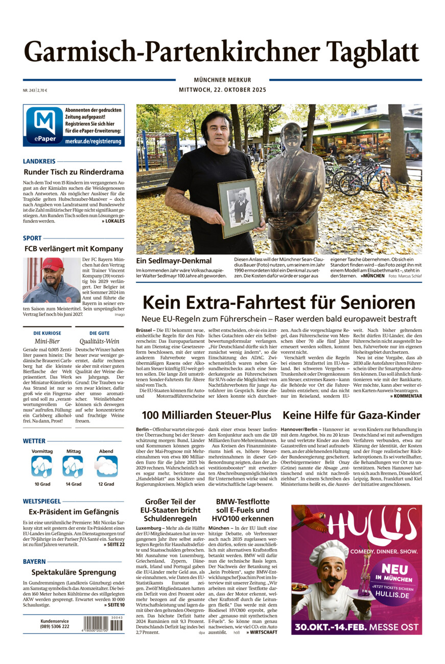 Garmisch-Partenkirchner Tagblatt vom Mittwoch, 22.10.2025