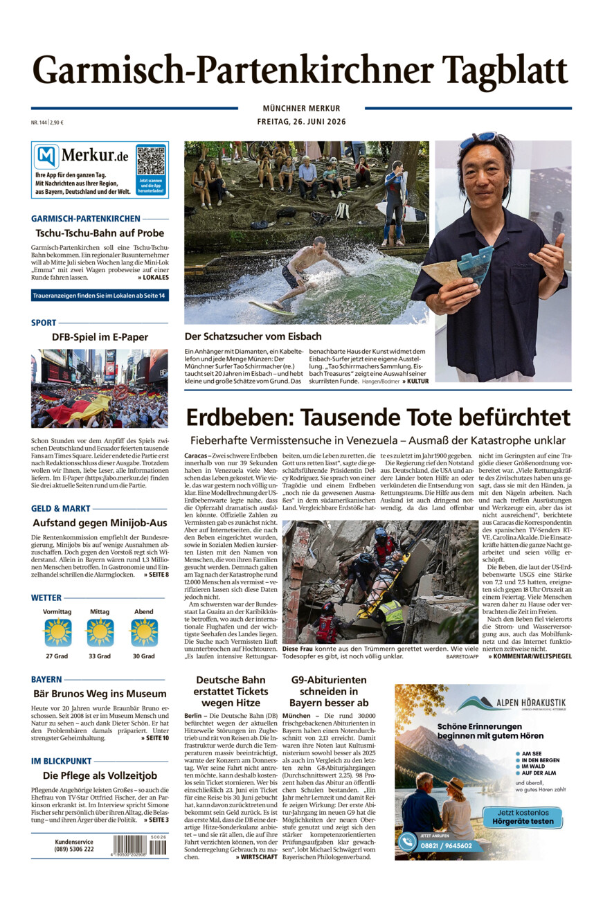 Garmisch-Partenkirchner Tagblatt vom Freitag, 26.06.2026