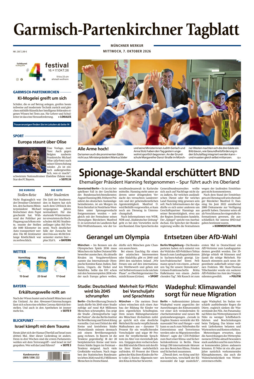 Garmisch-Partenkirchner Tagblatt vom Mittwoch, 07.10.2026