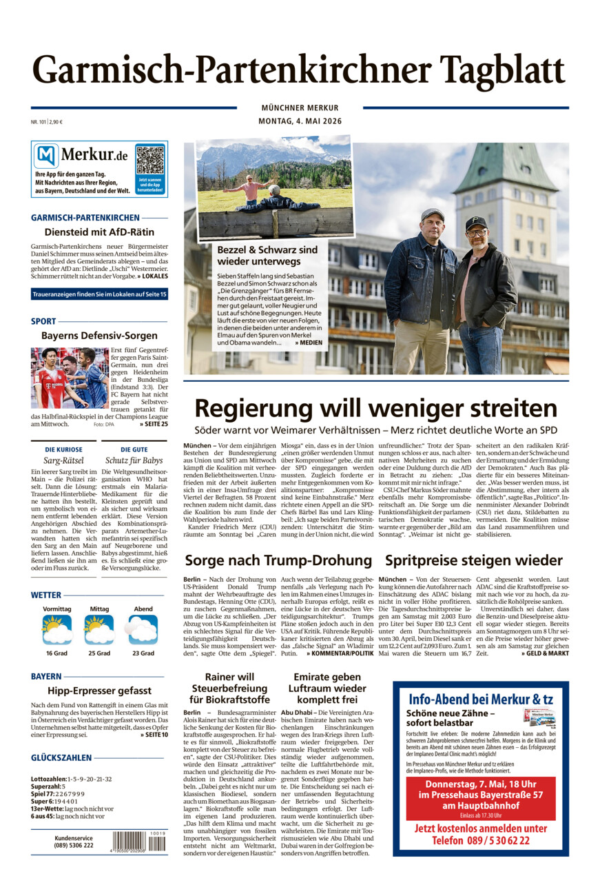 Garmisch-Partenkirchner Tagblatt vom Montag, 04.05.2026