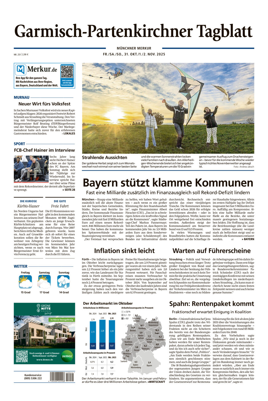 Garmisch-Partenkirchner Tagblatt vom Freitag, 31.10.2025