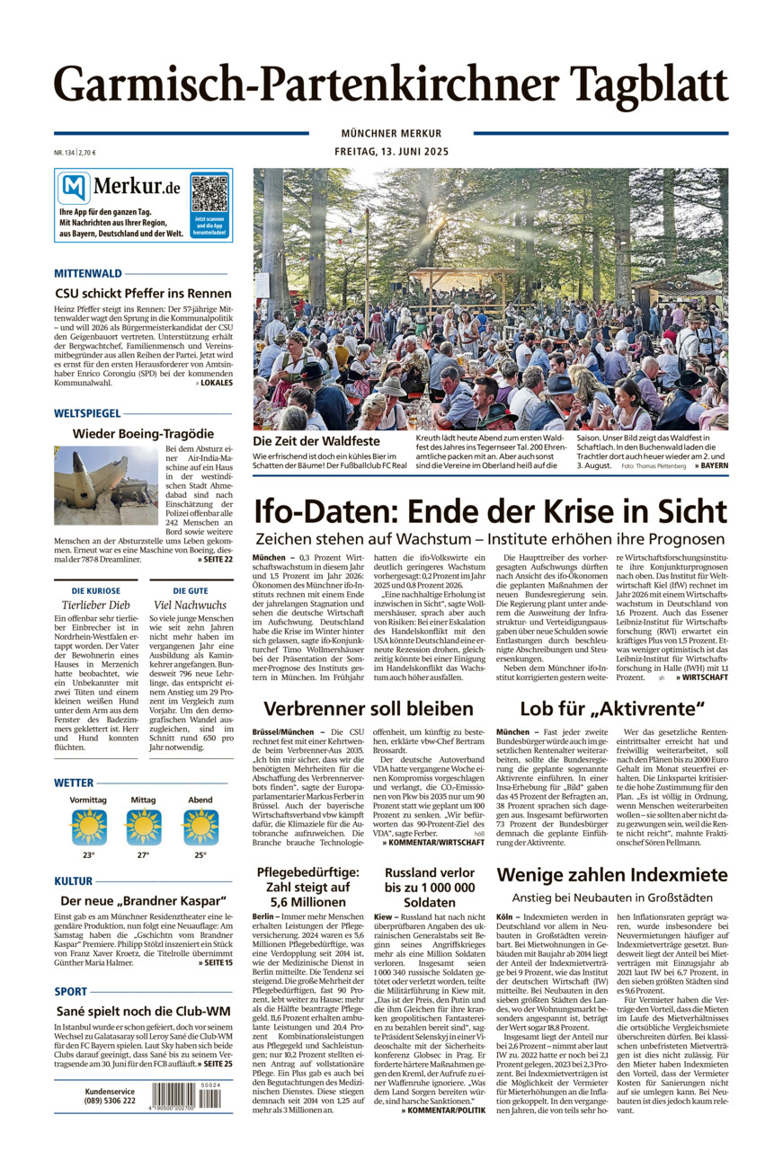 Garmisch-Partenkirchner Tagblatt vom Freitag, 13.06.2025