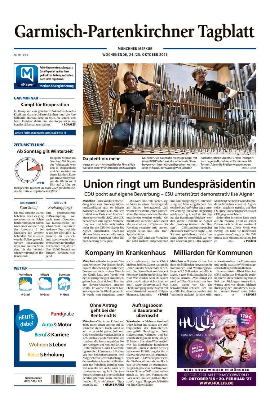 Garmisch-Partenkirchner Tagblatt vom Samstag, 24.10.2026