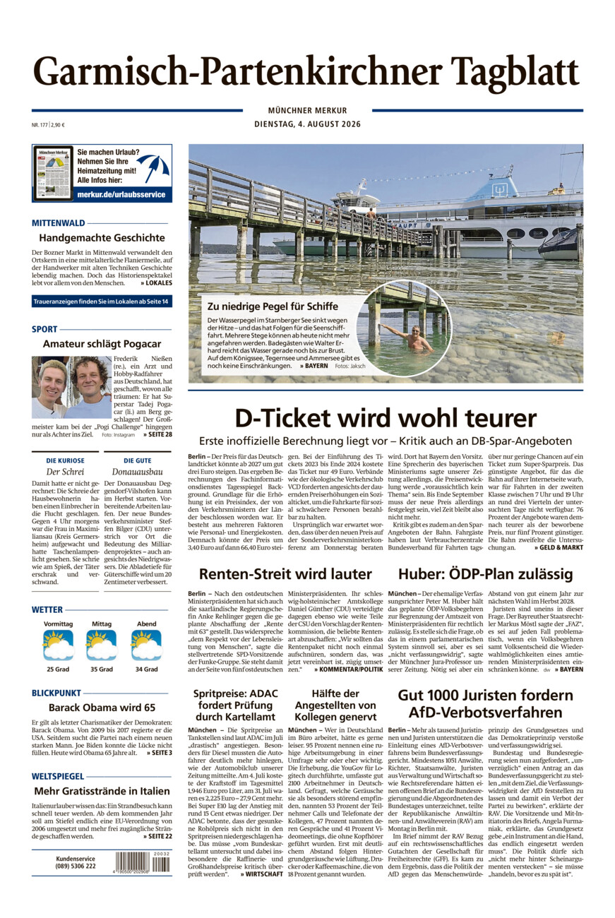 Garmisch-Partenkirchner Tagblatt vom Dienstag, 04.08.2026
