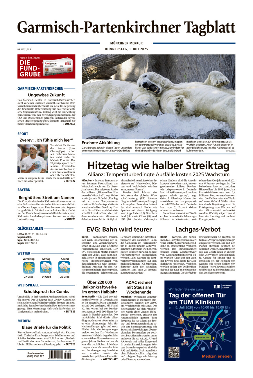 Garmisch-Partenkirchner Tagblatt vom Donnerstag, 03.07.2025