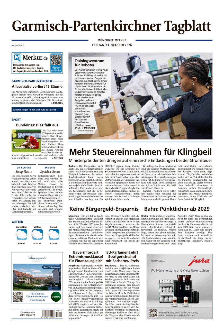 Garmisch-Partenkirchner Tagblatt vom Freitag, 23.10.2026