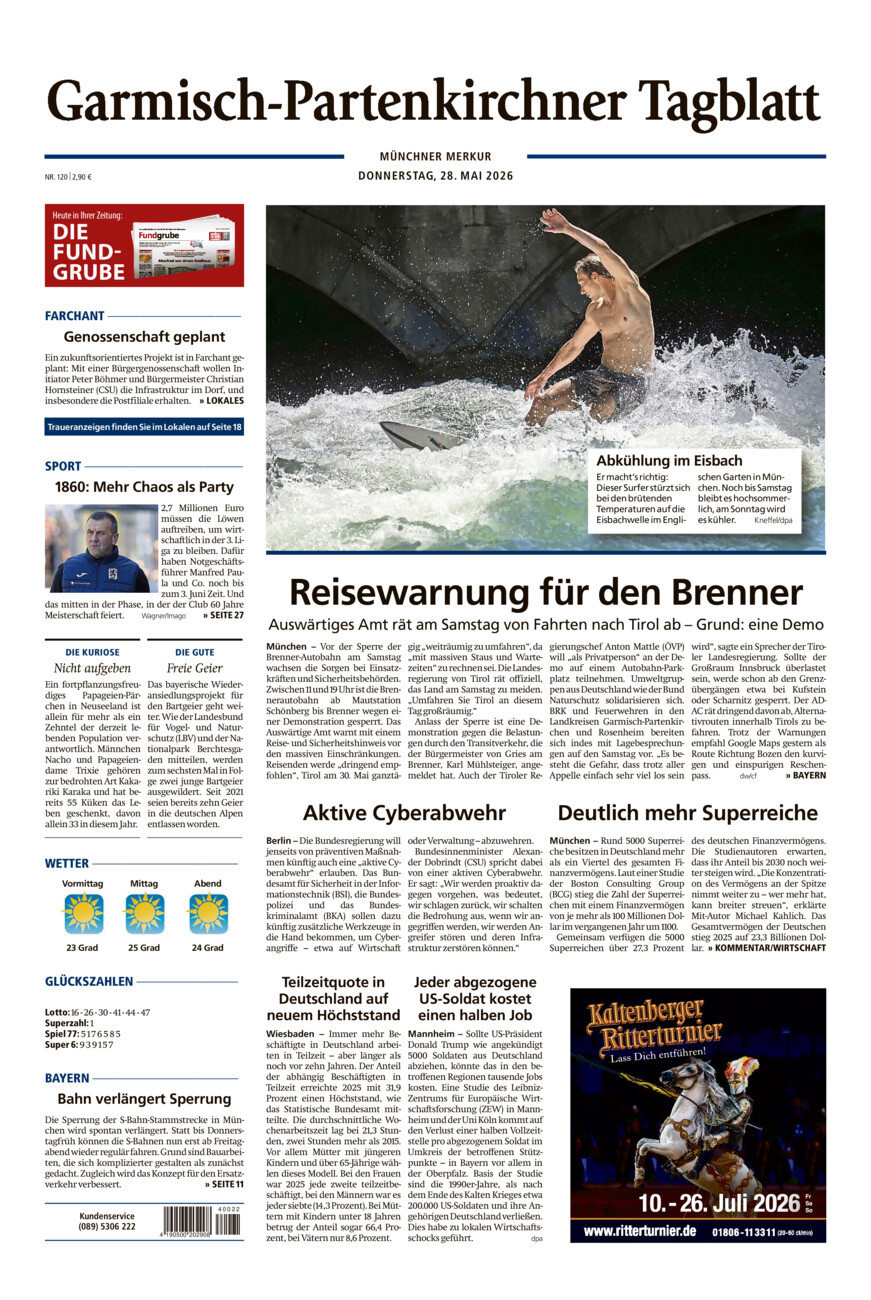 Garmisch-Partenkirchner Tagblatt vom Donnerstag, 28.05.2026
