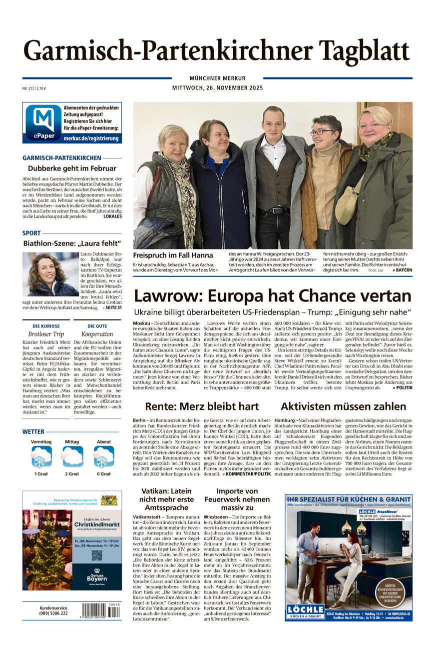 Garmisch-Partenkirchner Tagblatt vom Mittwoch, 26.11.2025