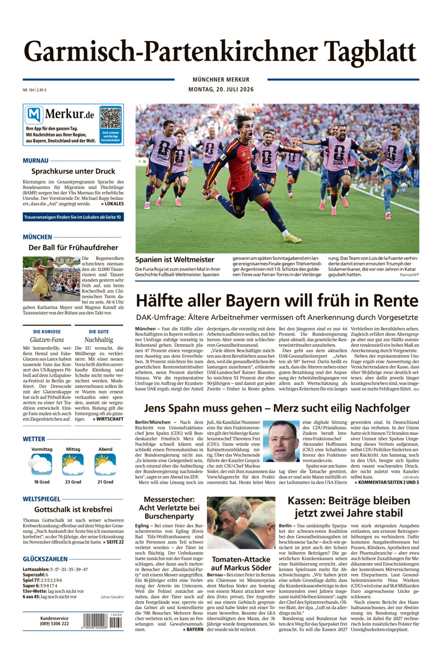 Garmisch-Partenkirchner Tagblatt vom Montag, 20.07.2026