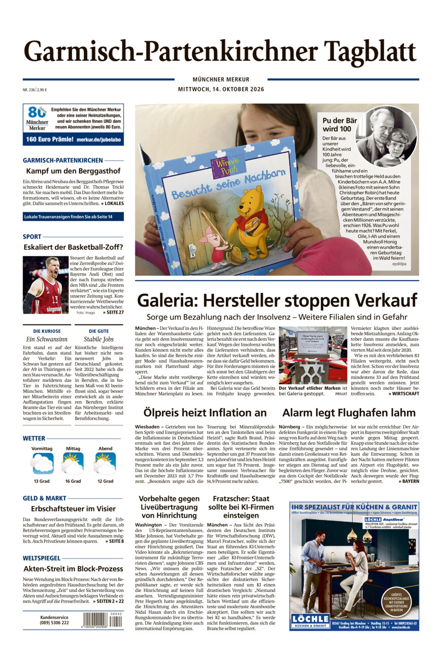 Garmisch-Partenkirchner Tagblatt vom Mittwoch, 14.10.2026