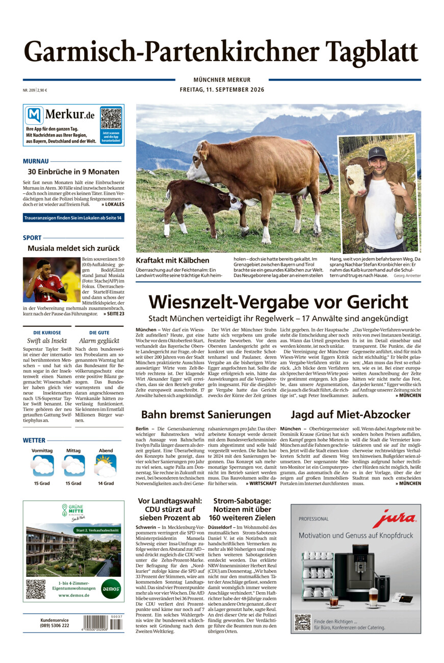 Garmisch-Partenkirchner Tagblatt vom Freitag, 11.09.2026