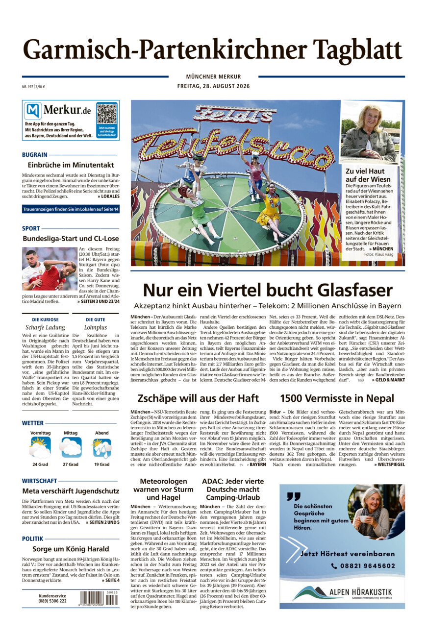 Garmisch-Partenkirchner Tagblatt vom Freitag, 28.08.2026