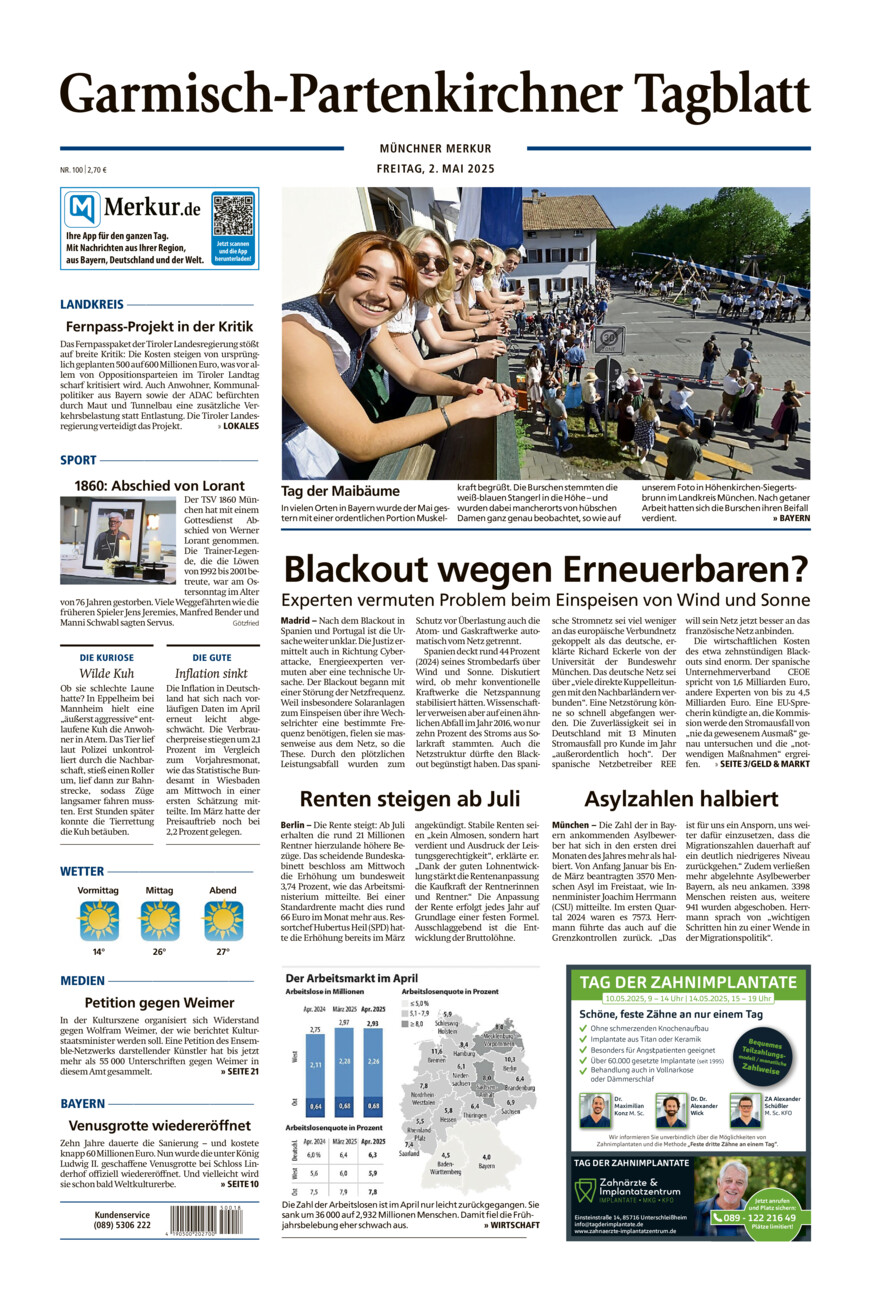 Garmisch-Partenkirchner Tagblatt vom Freitag, 02.05.2025