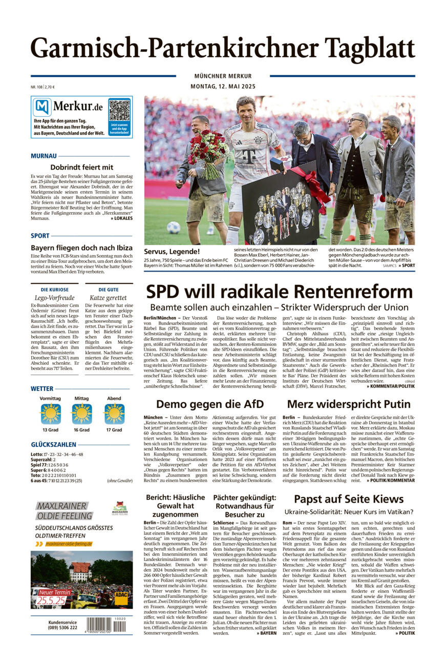 Garmisch-Partenkirchner Tagblatt vom Montag, 12.05.2025